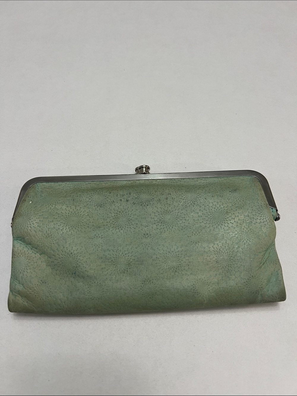 HOBO LAUREN VINTAGE TURQUOISE DISTRESSED LEATHER WALLET CLUTCH BAG TRAVEL